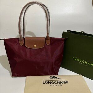 NWT Burgundy Longchamp Le Pliage Original Large Handbag Canvas Shoulder Tote L